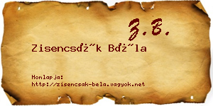Zisencsák Béla névjegykártya